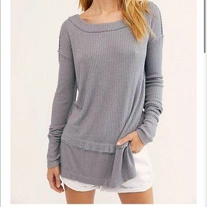 Free People We the Free North Shore Thermal Tunic Top Storm Grey Size M